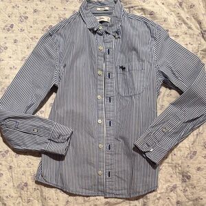 Boys Abercrombie worn 1x Blue Striped Shirt
